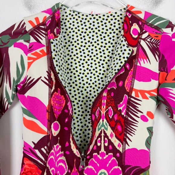 Maaji Floral One Piece Long Sleeve Rashguard Swimsuit Zip Up Reverse Size XS/S - Picture 6 of 13